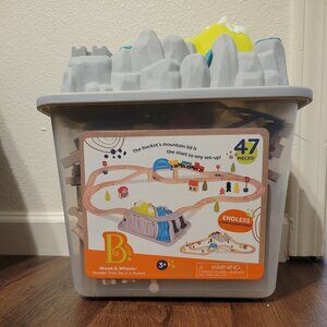 B. Toys Wood & Wheels Wooden Train Set in a Bucket 47 Pieces!